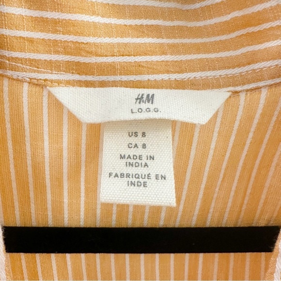 H&M Short Sleeve Coastal Mini Dress Yellow White Stripe sz 8 - Picture 6 of 7